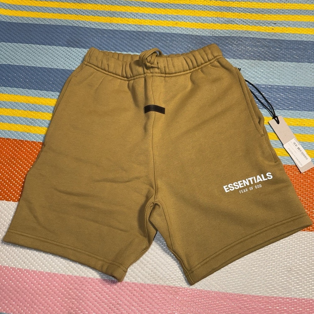 Fear Of God Essentials Amber Gold 3M Logo Sweat Shorts Men's Size 2X Small